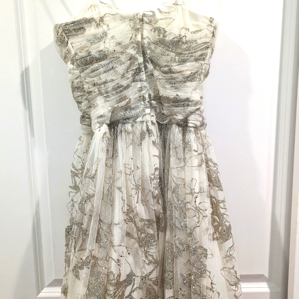 Hailey by Adrianna Pappel Ivory gold shimmer dress size 2